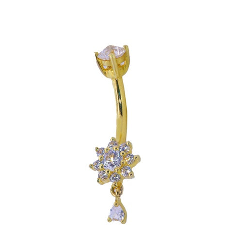 Fleur de bananier en or véritable 14 carats avec griffes serties de zircone 14GA (1,6 mm à 9 mm)