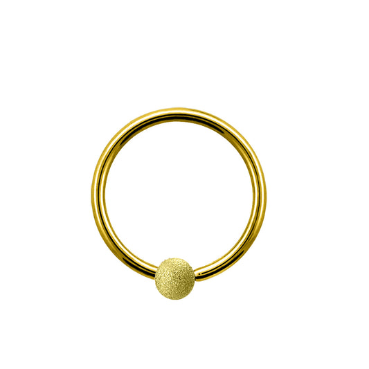 Steel 316L Gold PVD Titanium Coated BCR with 4mm Sandblasted Clip Ball - 14GA(1.6mm)