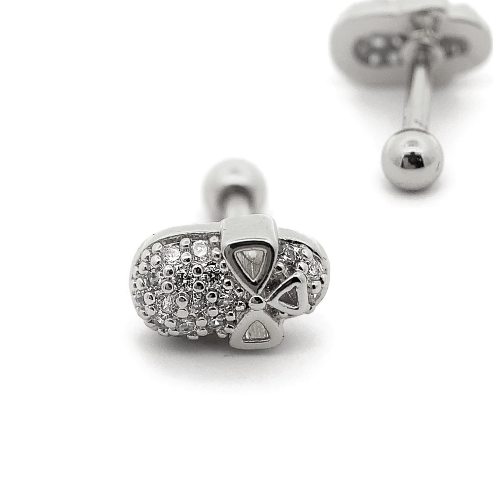 Barre en acier 316L en forme de crâne avec cristaux - CC cristal clair