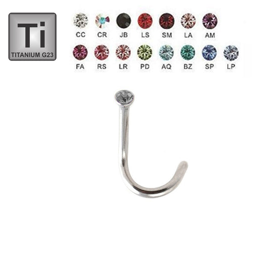 Titanium G23 Nose Spiral with 2mm Flat Crystal Disc - 23GA(0.6mm)