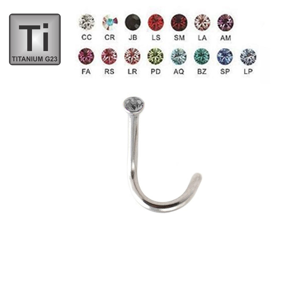 Espiral nasal de titanio G23 con disco de cristal plano de 2 mm - 23GA (0,6 mm)