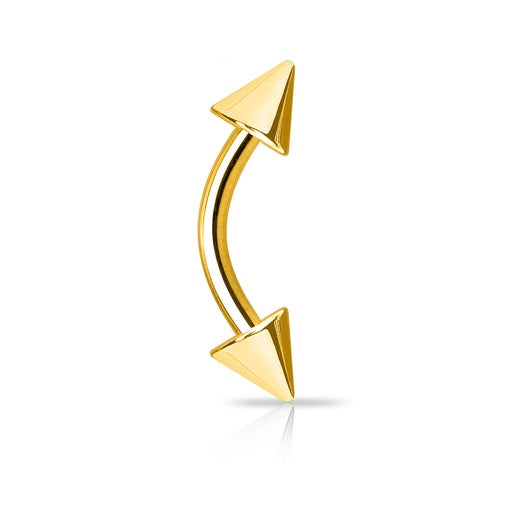 Steel 316L Gold PVD Coated Bananabell with Cone (4+4mm) - 16GA(1.2mm)