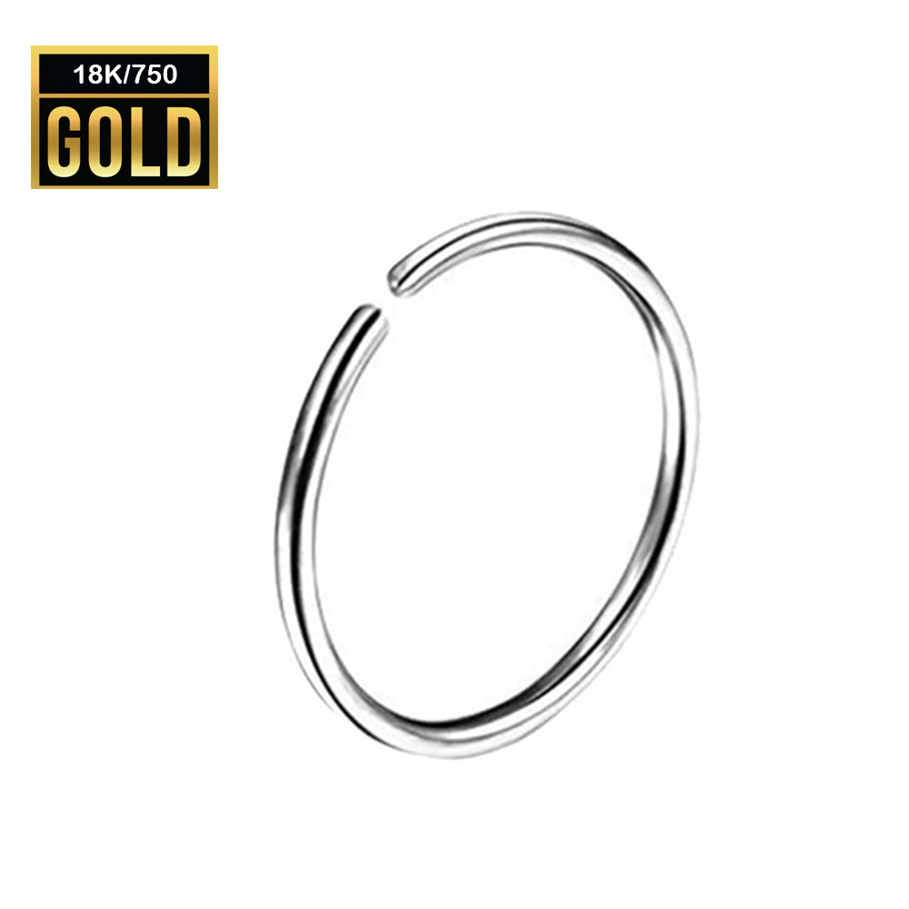Anillo de nariz de oro blanco auténtico de 18 quilates: 8 mm, calibre 20 (0,8 mm)