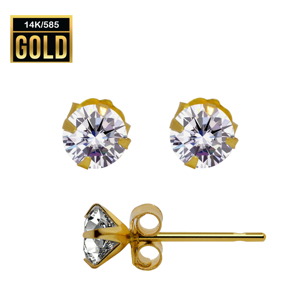 Pendiente de oro auténtico de 14 quilates con cristal engastado en garras