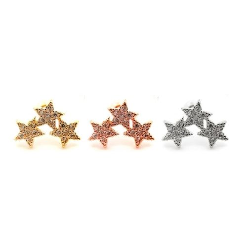 Barra de acero 316L con diseño de estrella de latón y cristales - CC Crystal Clear