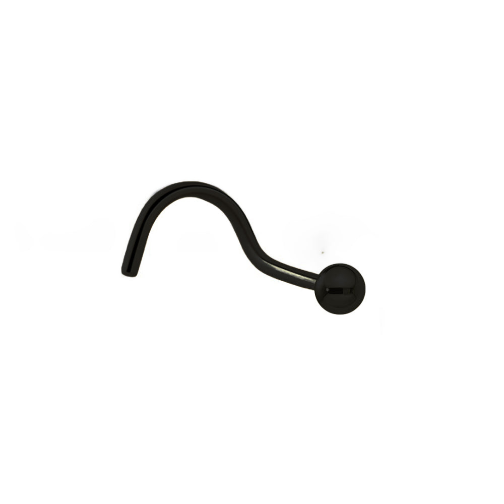Nez spiralé en acier 316L avec revêtement en titane PVD noir et bille vissable - 18GA (1,0 mm)