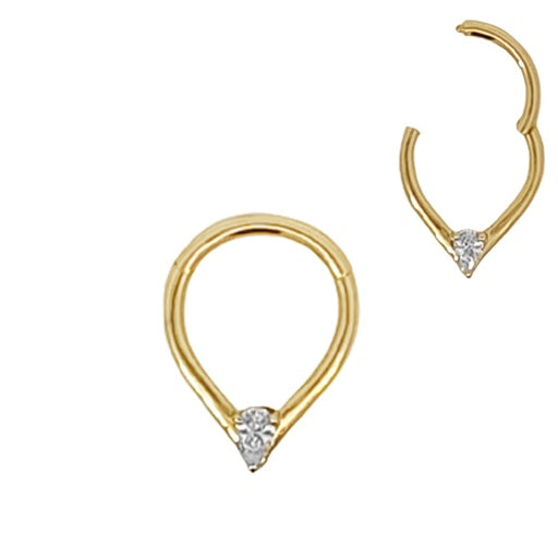 Anillo con segmentos de oro real de 14 quilates con cierre de clic