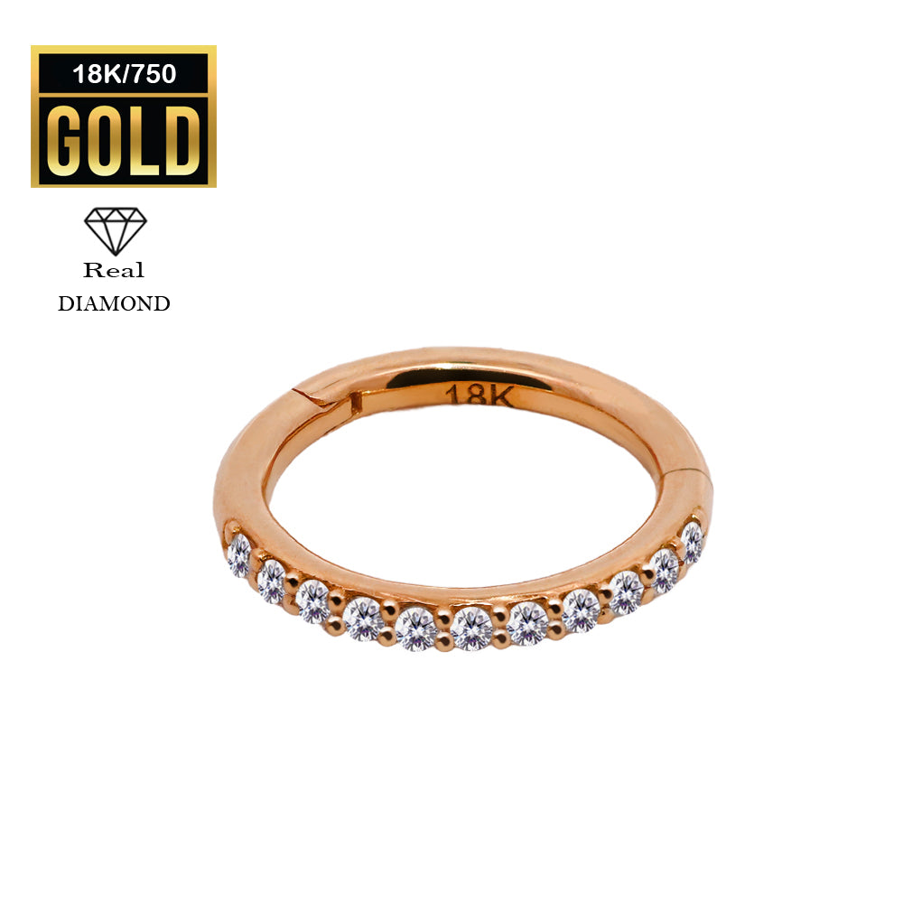 Anillo con segmento articulado de oro rosa de 18 quilates con diamante real - 16GA (1,2 mm)
