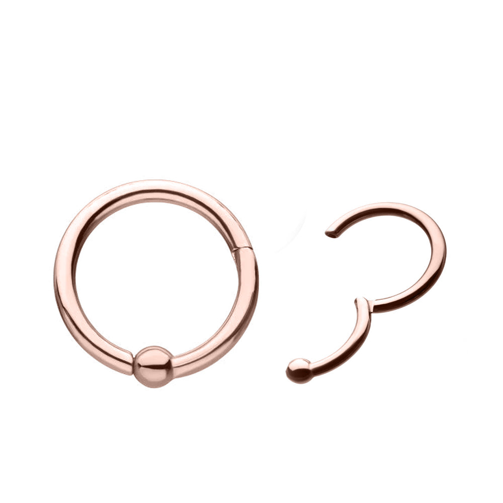 Steel 316L Rose Gold PVD Coated Hinged Segment Ring with Ball (4mm) - 14GA(1.6mm)