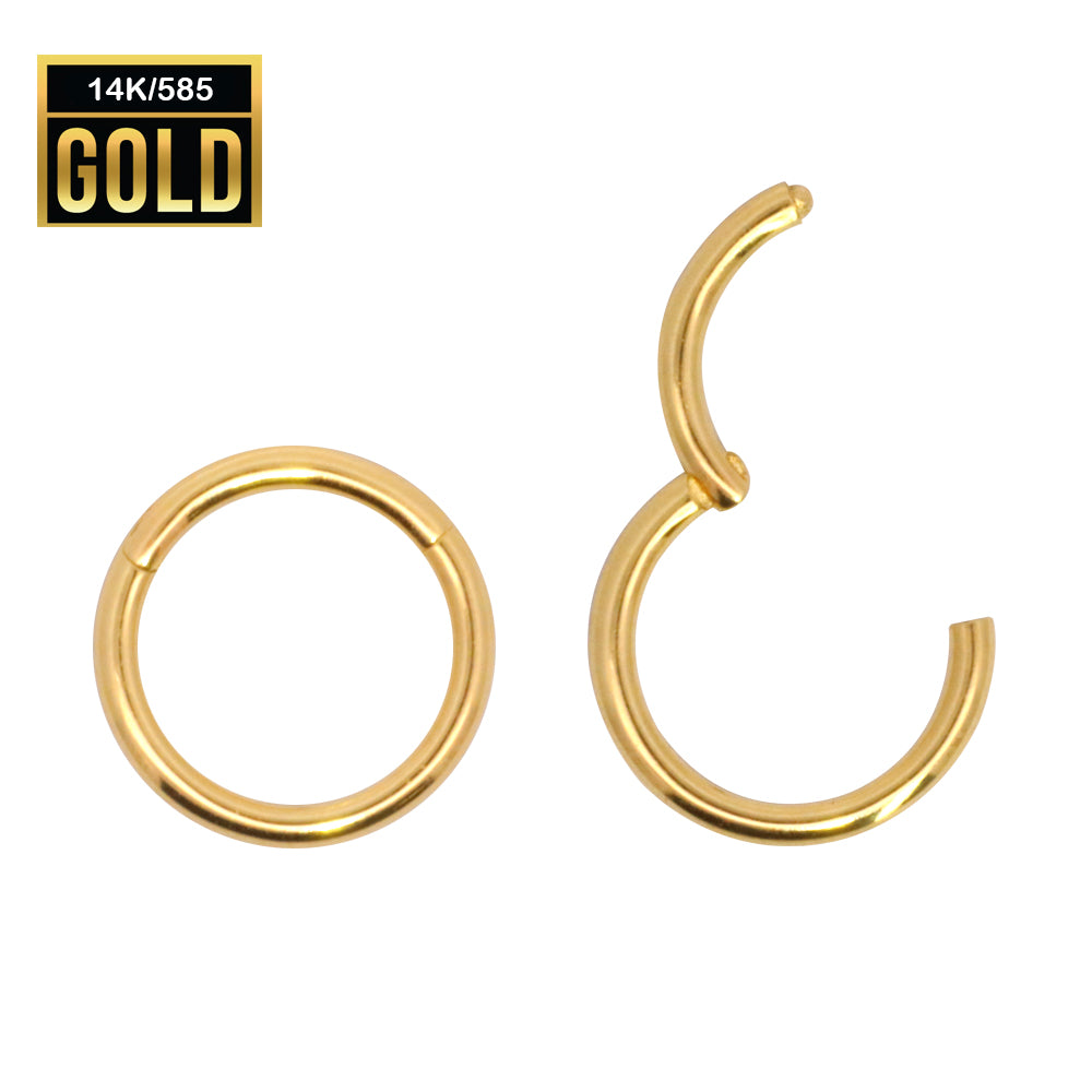 Anillo con segmento articulado de oro real de 14 quilates, calibre 16 (1,2 mm)