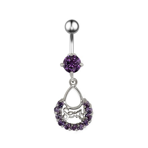 Piercing para ombligo de acero 316L con forma de banana y diseño de moda de circonita cúbica, calibre 14 (1,6 mm)