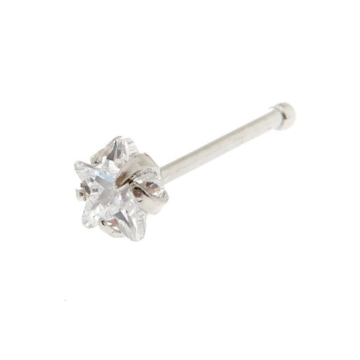 Broche para nariz de acero 316L con punta engastada de cristal en forma de estrella de 2 mm - 20GA (0,8 mm)