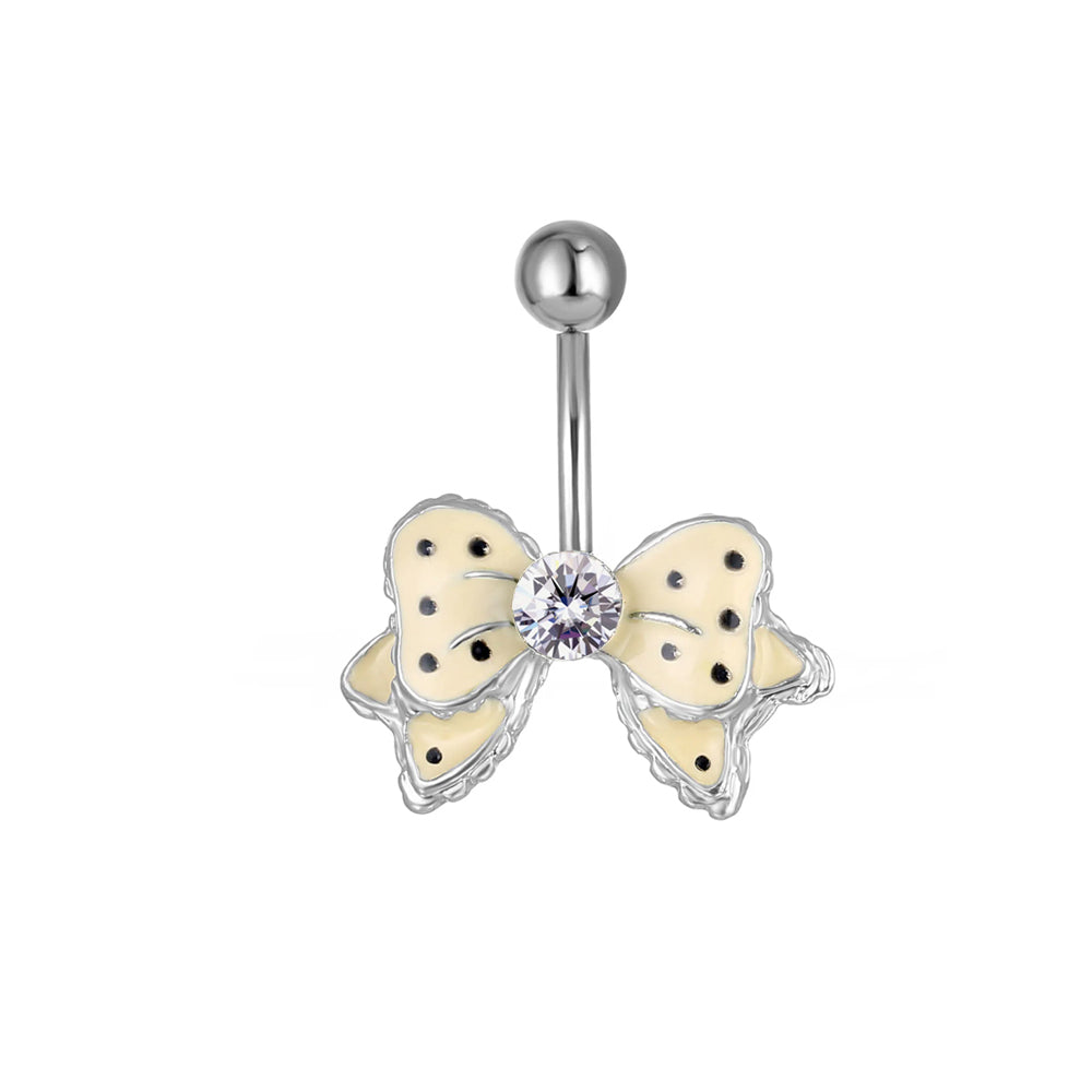 Piercing para ombligo de acero 316L con forma de plátano y diseño moderno: calibre 14 (1,6 mm)