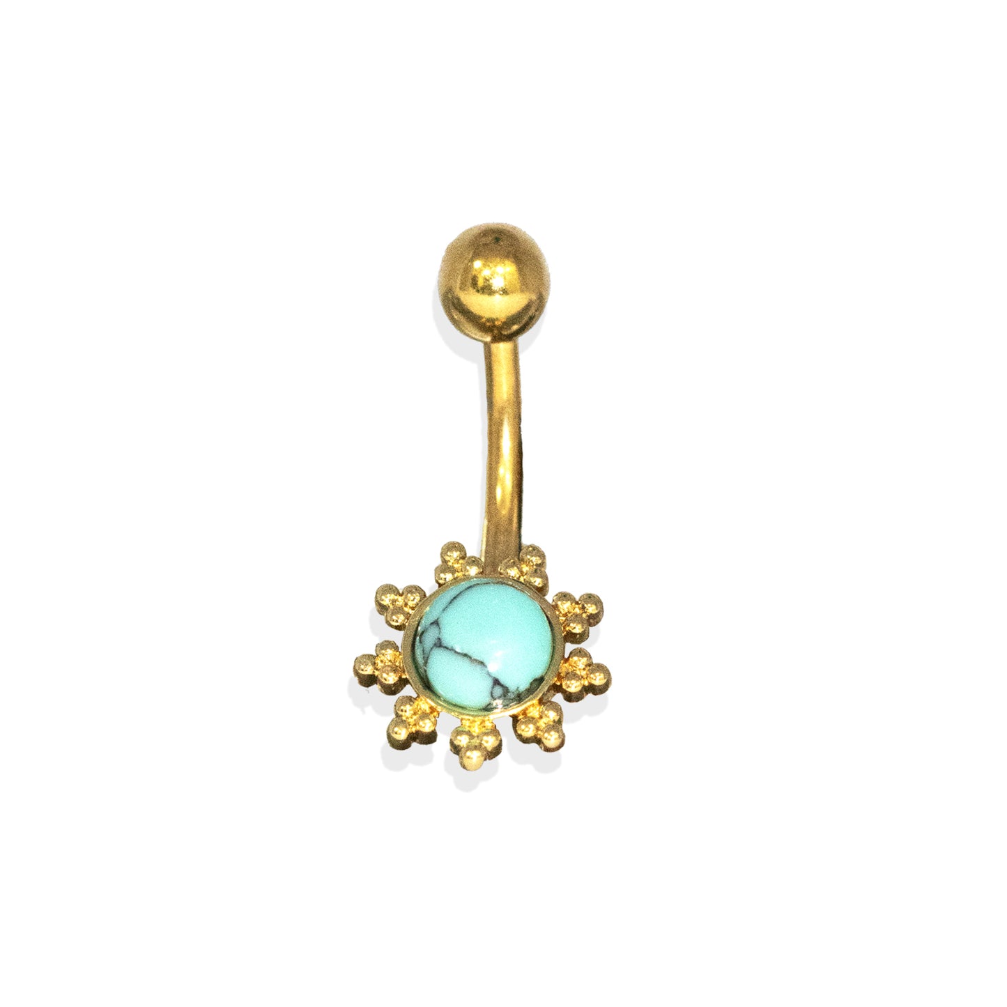 Piercing para ombligo de acero 316L con revestimiento de PVD dorado en forma de banana con diseño moderno - 14GA (1,6 mm)