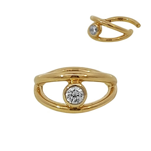 Segmento de clic de oro real de 14 quilates