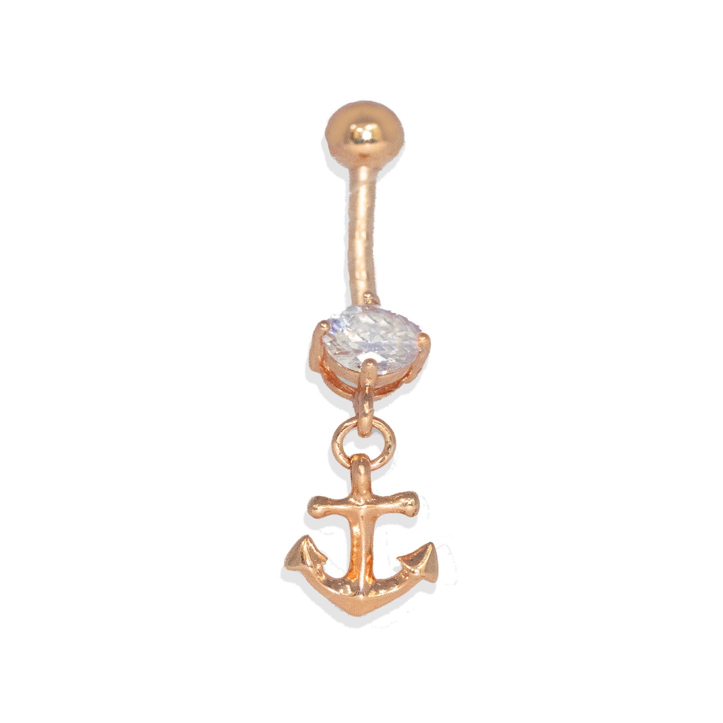 Piercing para ombligo de acero 316L con revestimiento de titanio PVD en oro rosa y diseño moderno - 14GA (1,6 mm)