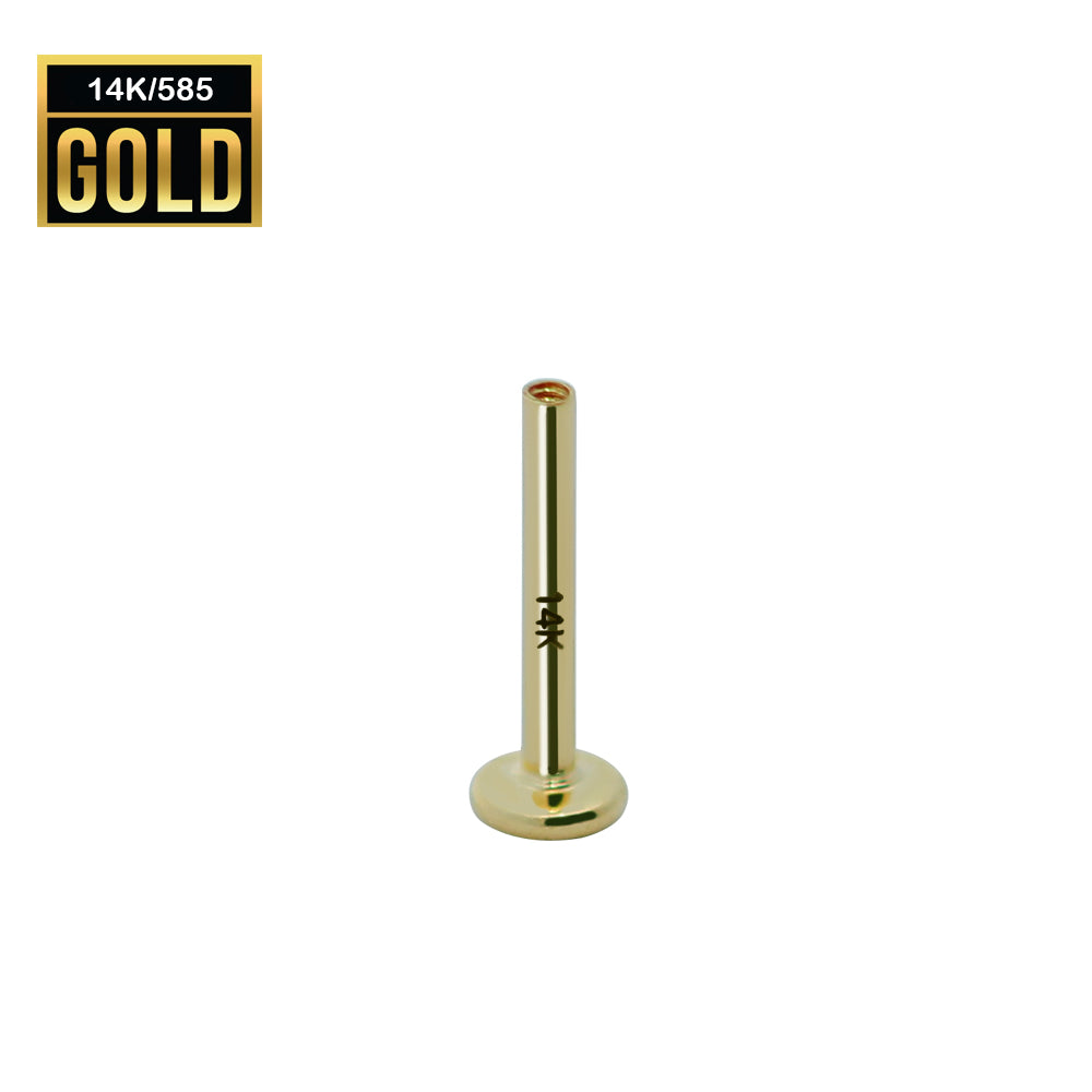 Labret de oro auténtico de 14 quilates con rosca interna