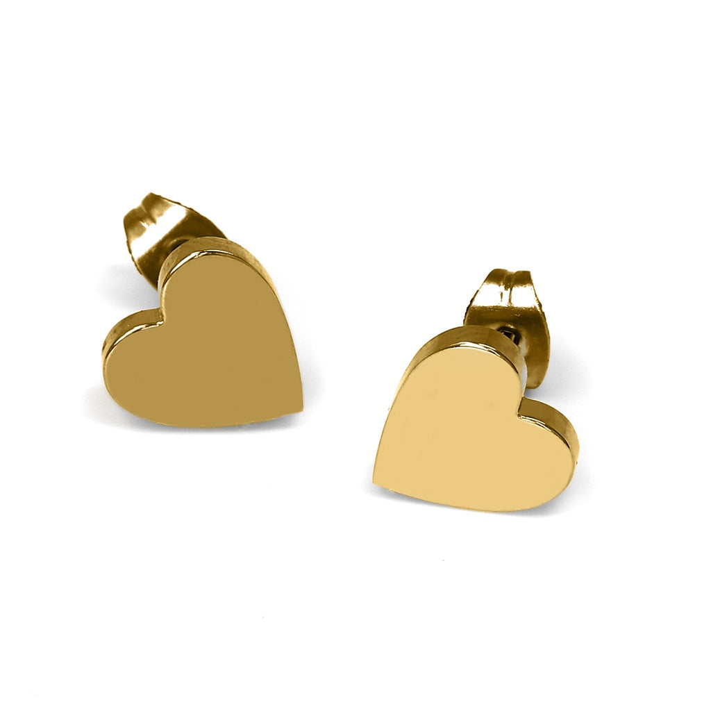 Clous d'oreilles en forme de cœur avec revêtement en titane PVD or 18 carats
