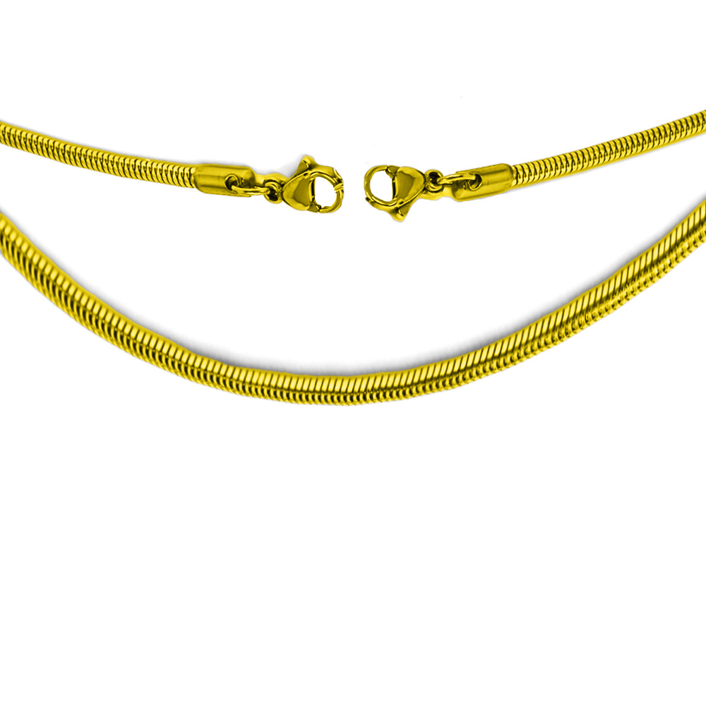 Cadena de serpiente de acero 316L recubierta de titanio PVD en oro de 18 quilates