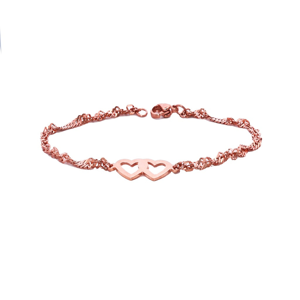 Pulsera de doble corazón recubierta de titanio