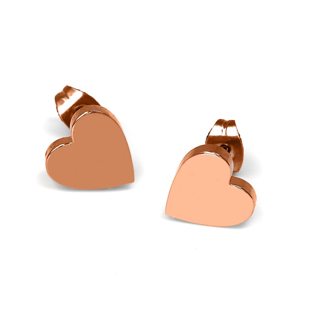 Clous d'oreilles en forme de cœur avec revêtement en titane PVD or rose