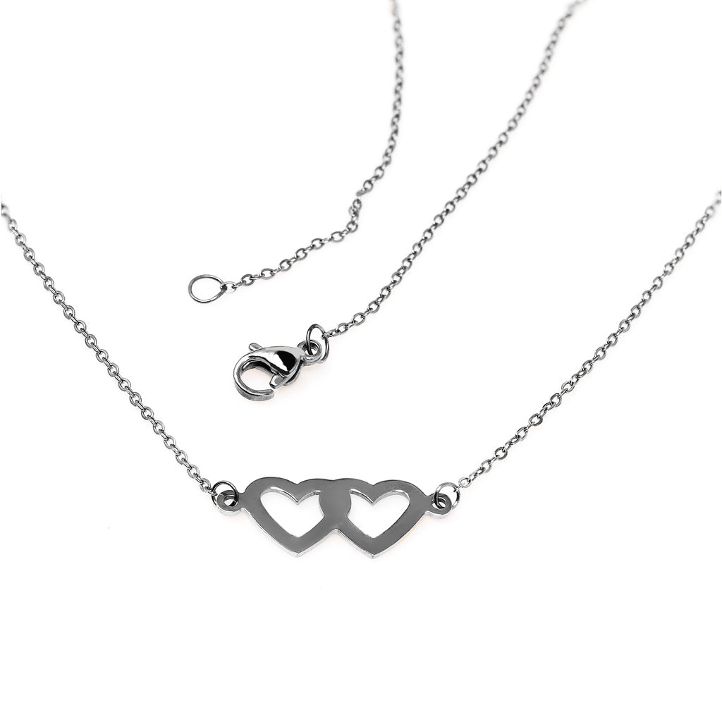 Cadena de acero 316L con colgante de doble corazón