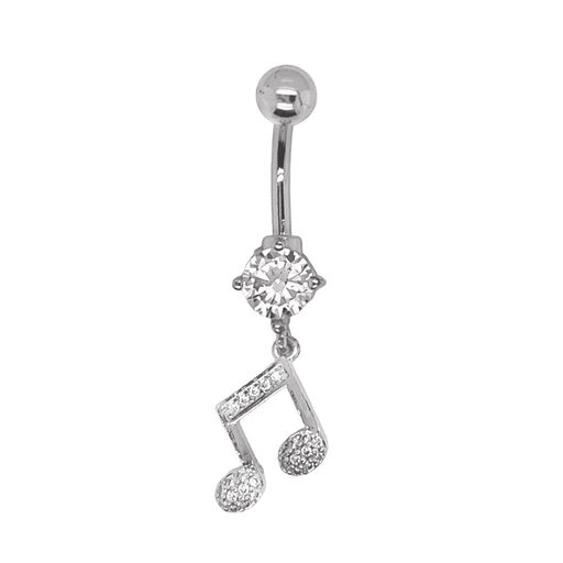 Piercing para ombligo de acero 316L con forma de plátano y diseño moderno, CC, transparente, calibre 14 (1,6 mm)