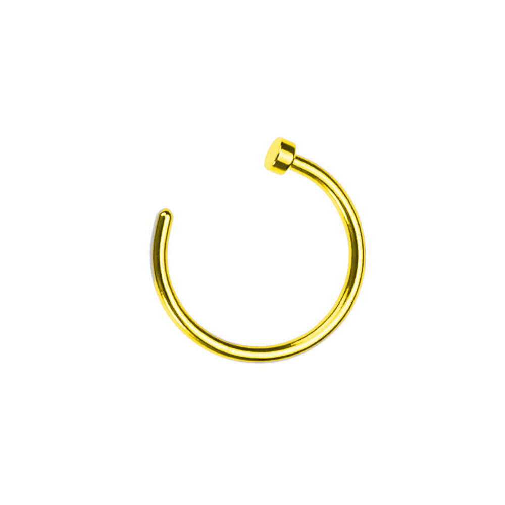 Anneau de nez ouvert en spirale avec disque plat en acier 316L PVD or et titane - 16GA (1,2 mm)