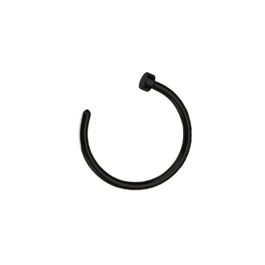 Steel 316L Black PVD Titanium Coated Open Ring Nose Stud with Flat Disc - 16GA(1.2mm)