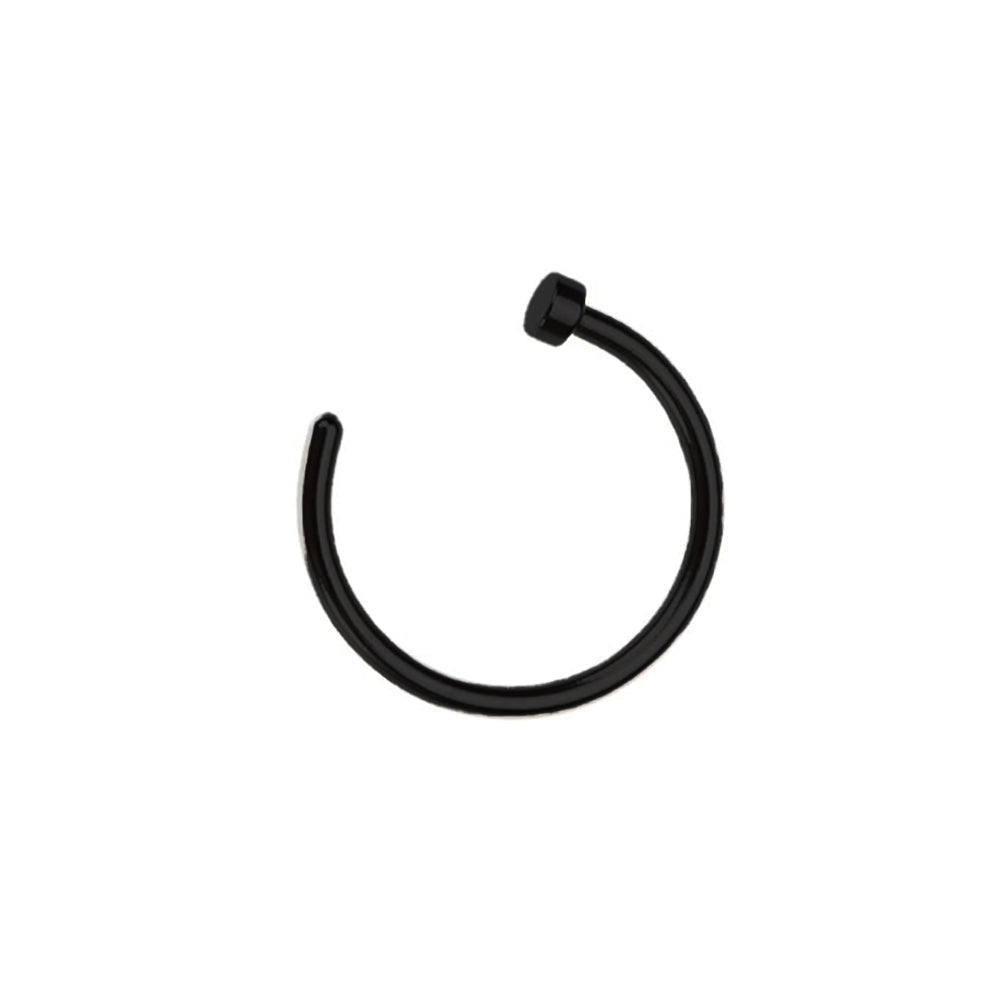Piercing de nez ouvert en acier 316L avec revêtement en titane PVD noir et disque plat - 16GA (1,2 mm)