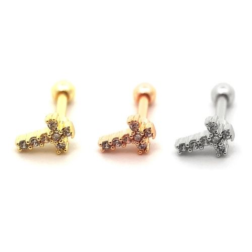 Barre en acier 316L en forme de croix avec cristaux - CC Crystal Clear