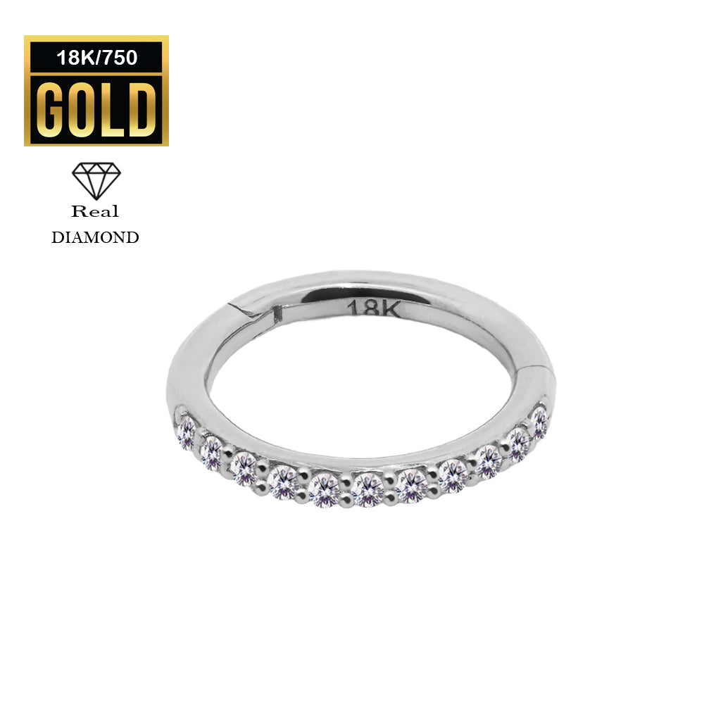 Anillo con segmento articulado de oro blanco de 18 quilates con diamante real - 16GA (1,2 mm)