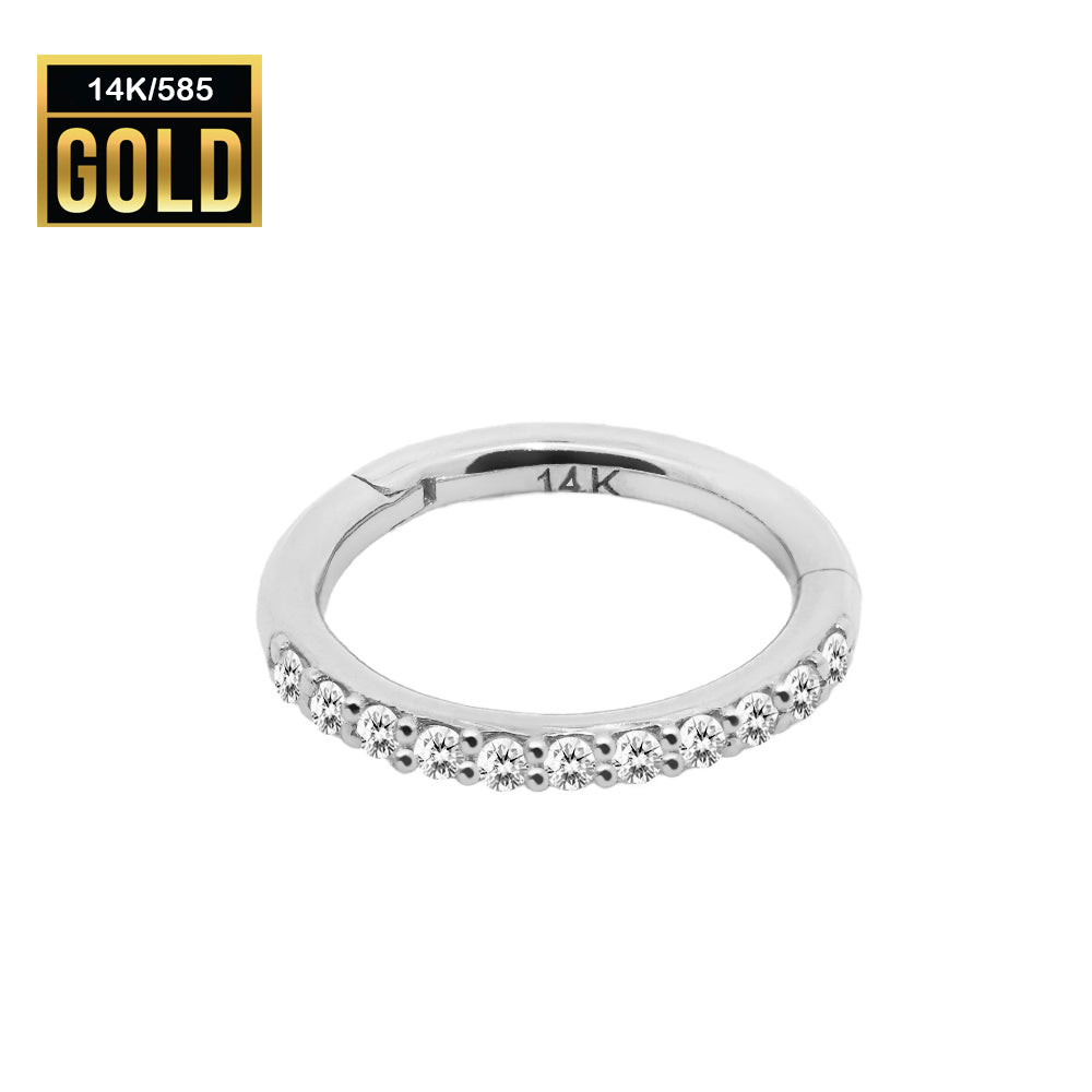 Anillo con segmento articulado de oro blanco de 14 quilates con circonita cúbica - 16GA (1,2 mm)