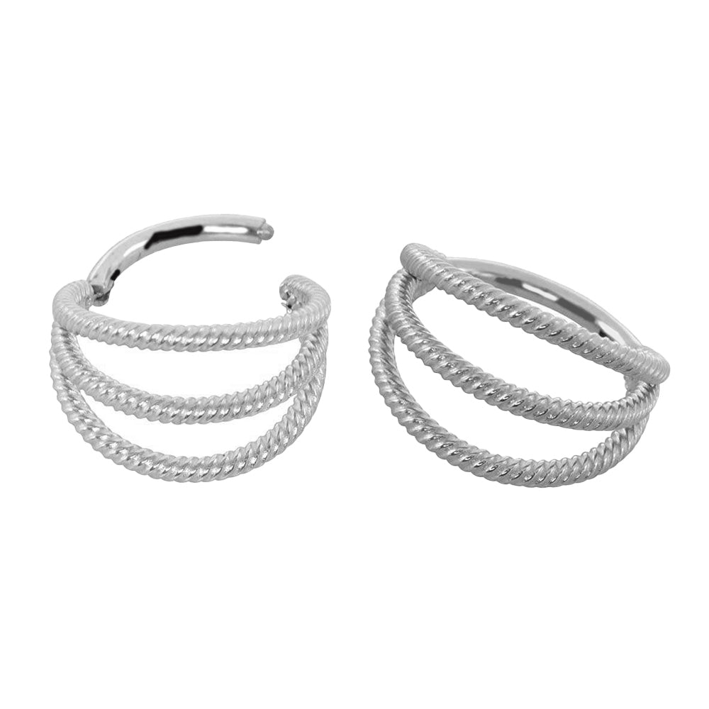 Anillo de segmento con bisagra de acero 316L con 3 barras torcidas - 16GA (1,2 mm)