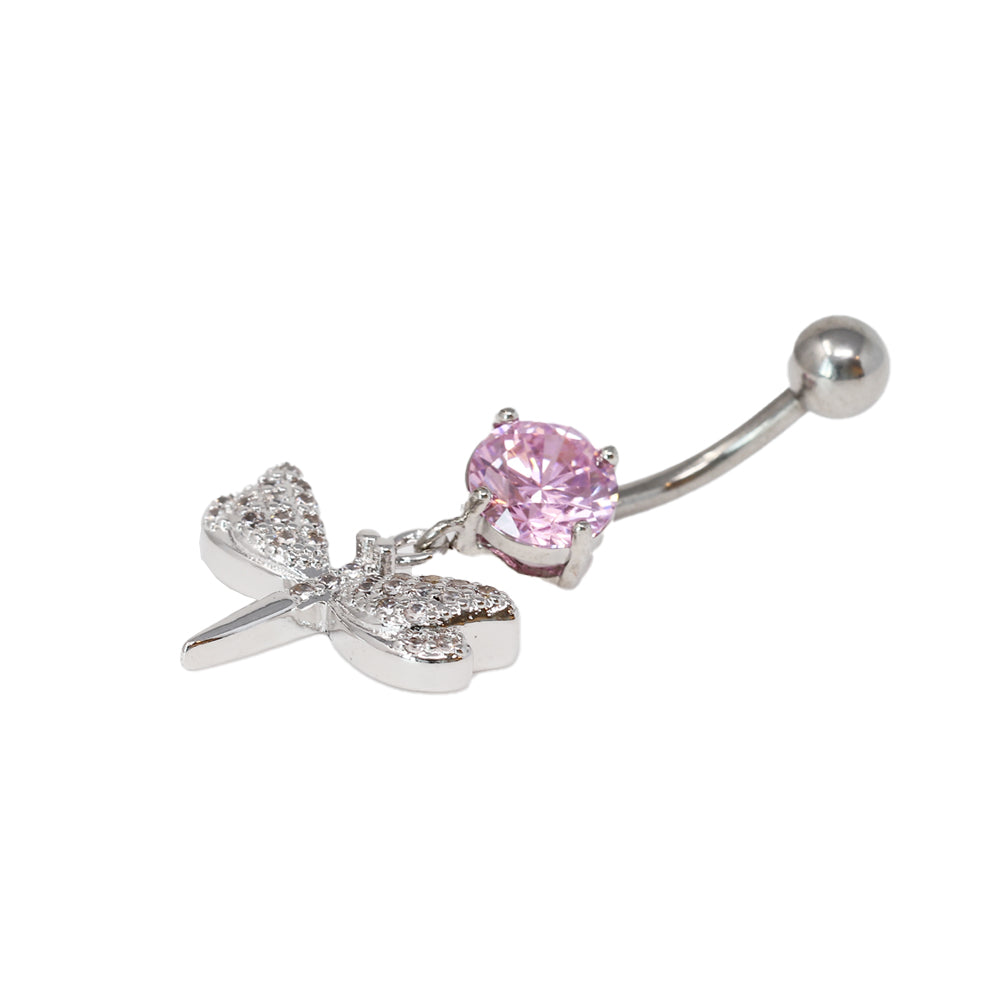 Banane pour nombril en acier 316L au design tendance avec cristal - 14GA (1,6 mm)