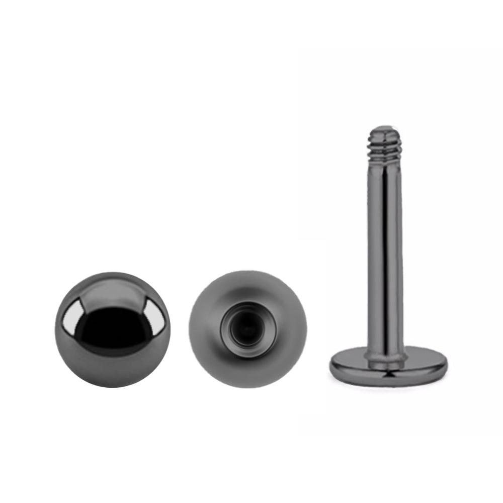 Labret de acero 316L recubierto de titanio PVD negro con bolas de rosca en diferentes tamaños - 16GA (1,2 mm)
