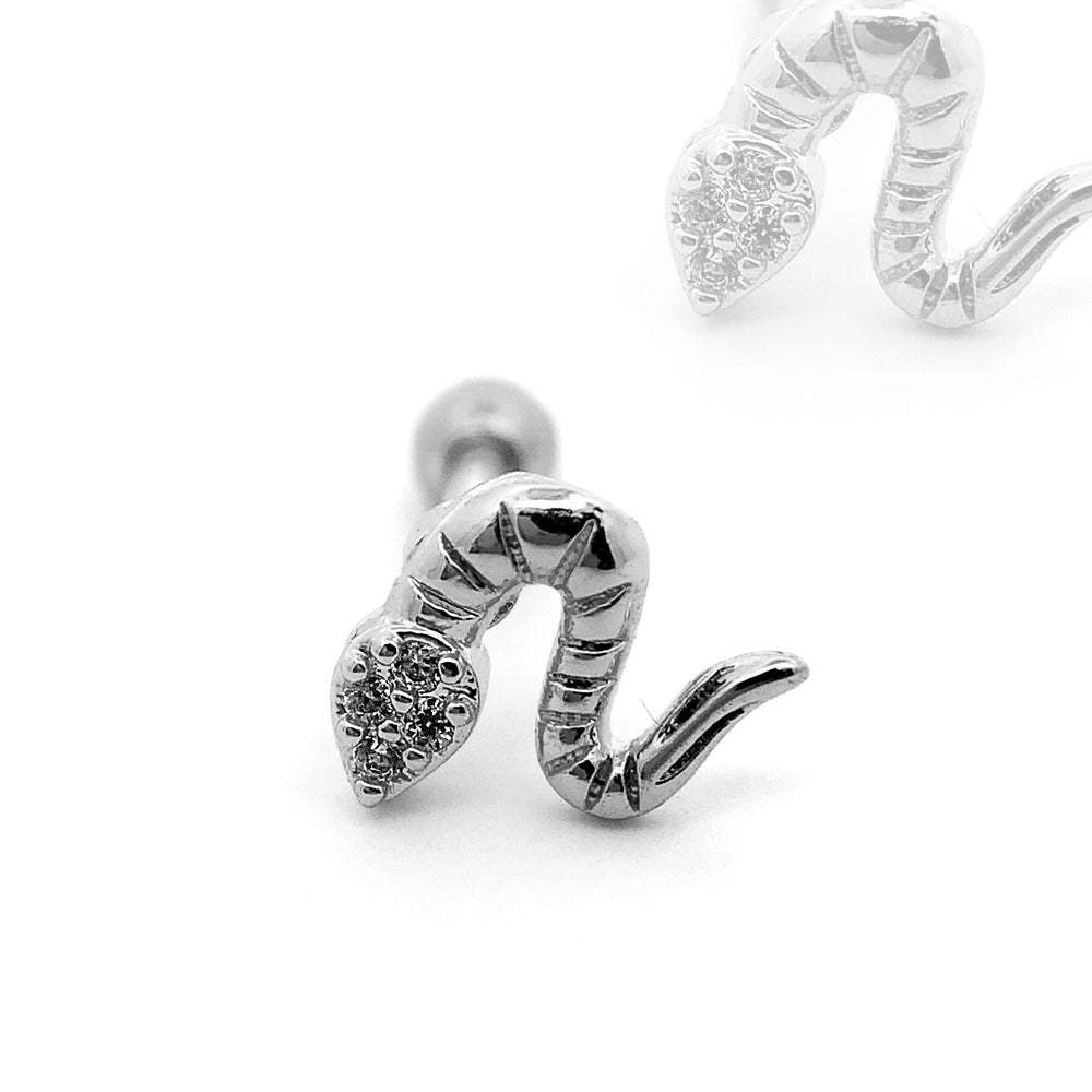 Barre en acier 316L en forme de serpent avec cristaux - CC Crystal Clear