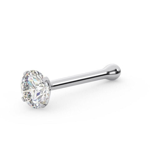 Broche para nariz de acero 316L con piedra de engaste redonda de 2 mm - 20GA (0,8 mm)