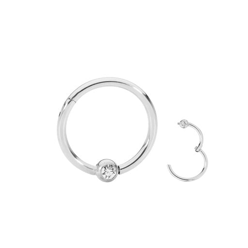 Anillo de segmento con bisagra de acero 316L con bola de cristal Cli-in de 4 mm - 14GA (1,6 mm)