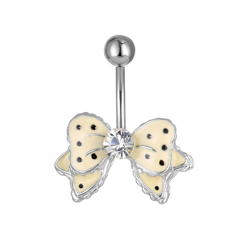 Piercing para ombligo de acero 316L con forma de plátano y diseño moderno: calibre 14 (1,6 mm)