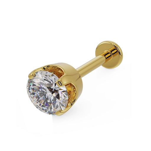 Labret interno de oro auténtico de 14 kt con piedra (engaste en punta)