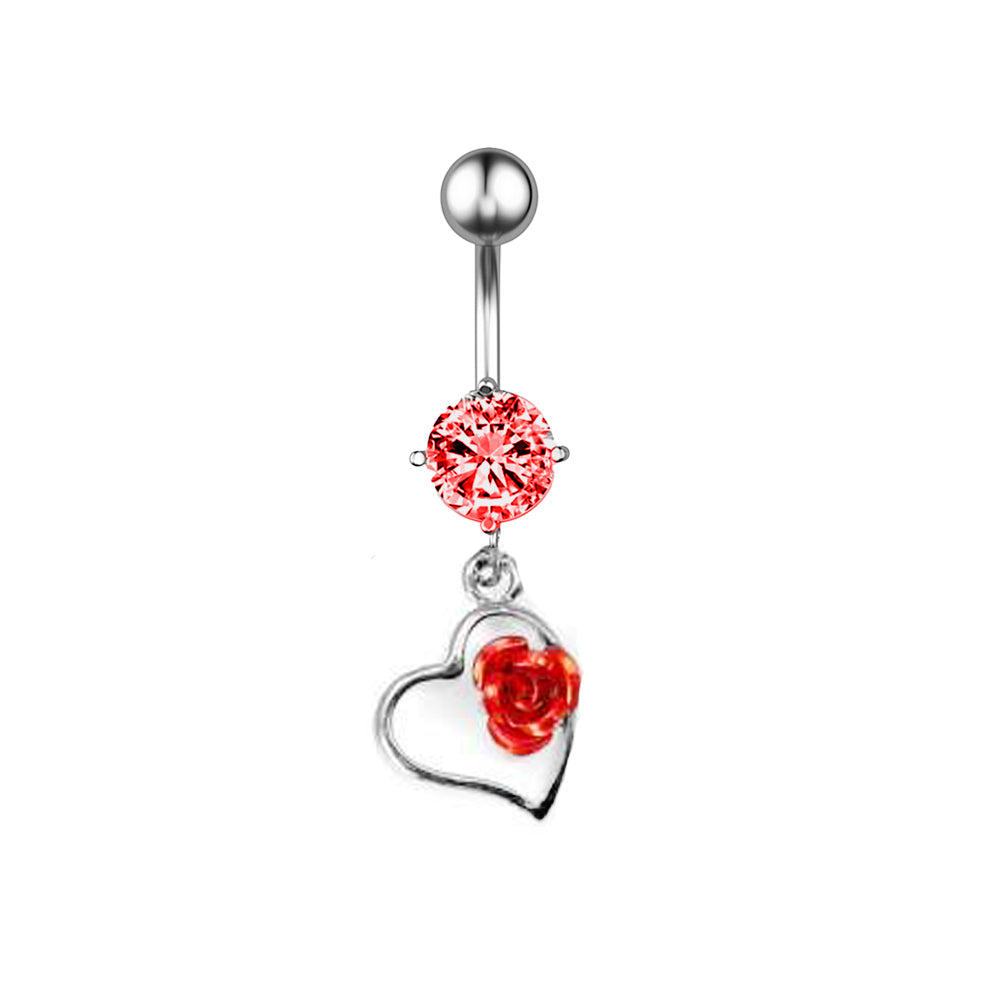 Piercing para ombligo de acero 316L con forma de banana y diseño de moda de circonita cúbica, calibre 14 (1,6 mm)