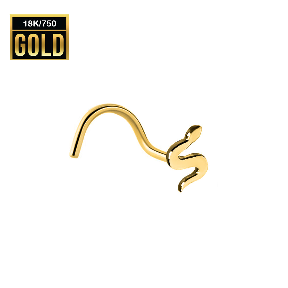 Espiral para nariz de oro auténtico de 18 quilates con diseño de serpiente: calibre 23 (0,6 mm)